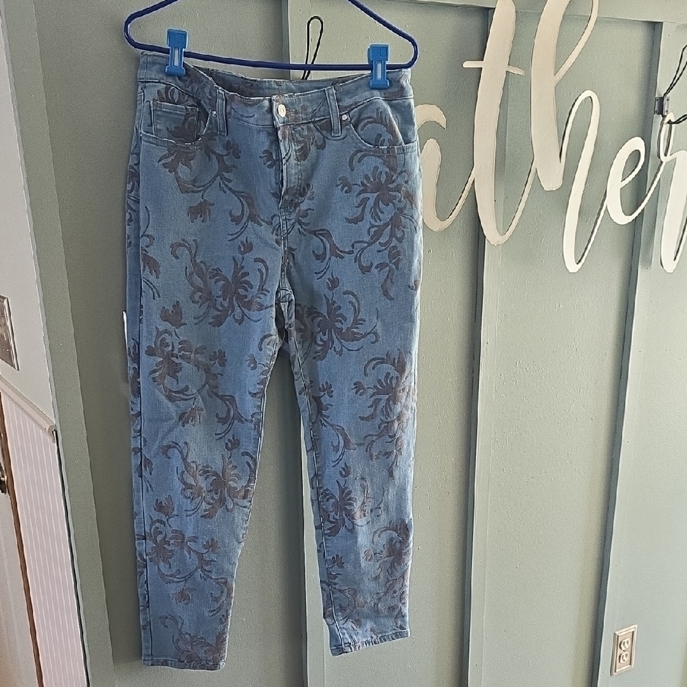 Chico's Blue Floral Ankle Jeans